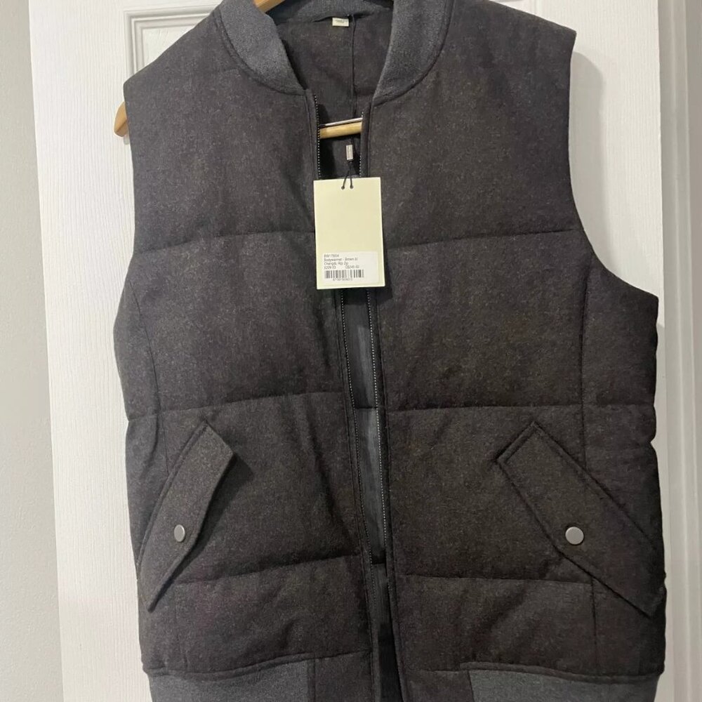 $259 SUITSUPPLY Mens Vest Flannel Wool Chengdu Rib Lined Down Zip